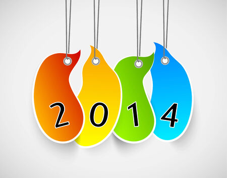 abstract colorful tags, year 2014のイラスト素材