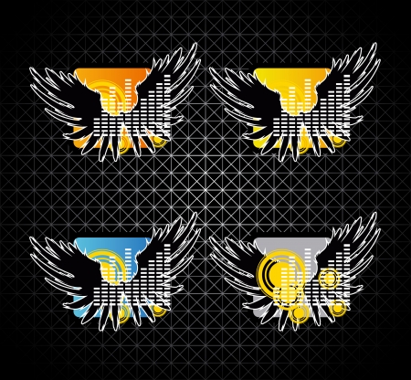 music icons collection on metal backgroundのイラスト素材