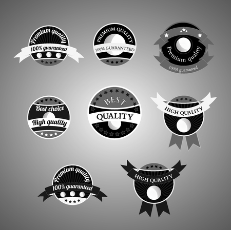 set of abstract retro style badges, tags with ribonsのイラスト素材