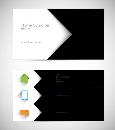 modern business card with long shadow iconsのイラスト素材