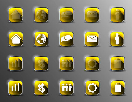 collection of yellow shiny icons with long shadowsのイラスト素材