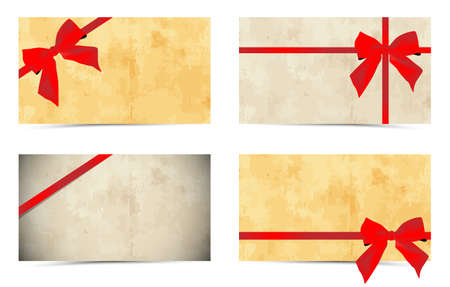 abstract gift cards with bow and ribbonsのイラスト素材