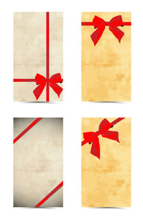 abstract gift cards, banners with bow and ribbonsのイラスト素材