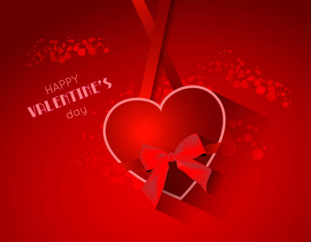 abstract valentine background with heart, bow, stripes and long shadow effectのイラスト素材