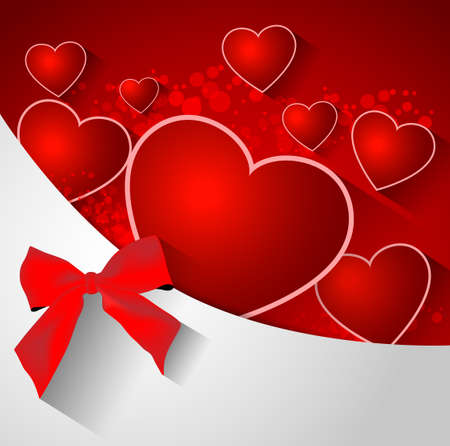 abstract valentine background with heart, bow, stripes and long shadow effectのイラスト素材