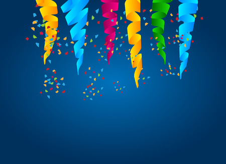 abstract celebration background with hanging swirl ribbonsのイラスト素材