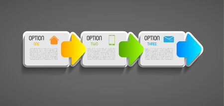 abstract progression tags with option steps and direction arrows, design elementのイラスト素材