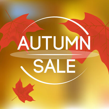 abstract autumn sale background with falling red leafsのイラスト素材