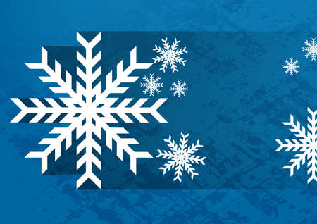abstract blue christmas background template with white snowflakes, flat shadow effectのイラスト素材
