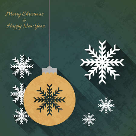 christmas background with christmas ball and snowflakes, flat designのイラスト素材