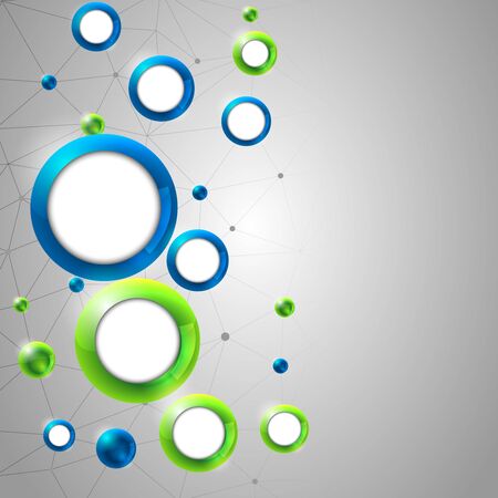 group of glossy spheres connected with wire trianglesのイラスト素材