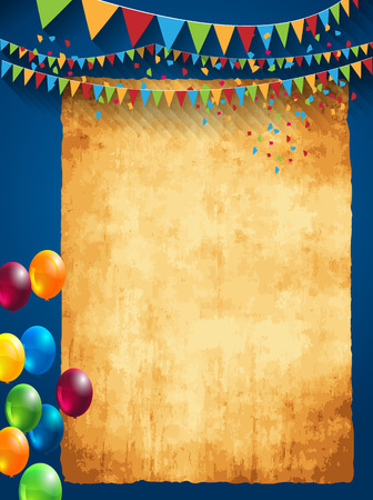 abstract celebration birthday background with colorful balloons, stripes and paperのイラスト素材