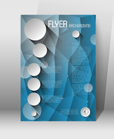 abstract poster template, low polygonal design background with circles and icons, flat effectのイラスト素材