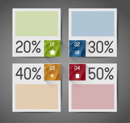 collection of abstract square banners with option steps, iconsのイラスト素材