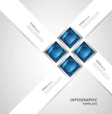 design template with white banners and square crystalsのイラスト素材