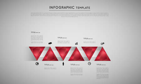 infographic with red triangle crystals, design elementのイラスト素材