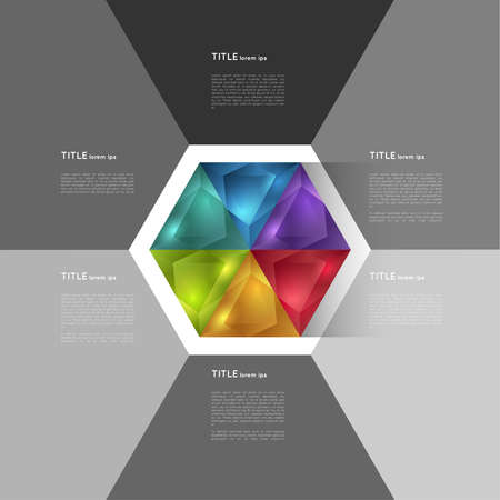 abstract infographic template with colorful hexagon, design elementのイラスト素材
