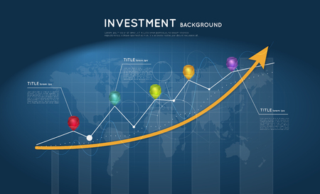 Investment background. Rising arrow with graphs and colorful crystal pointersのイラスト素材