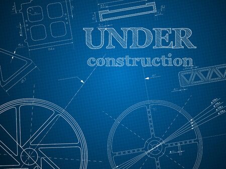abstract blue print gear, under construction backgroundのイラスト素材