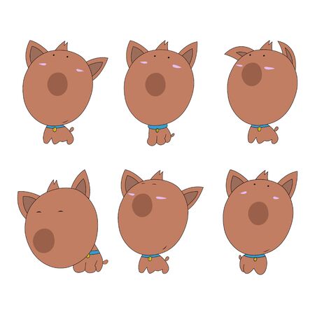 Collection of cute cartoon dogs Mascot Set. Vector illustrationのイラスト素材