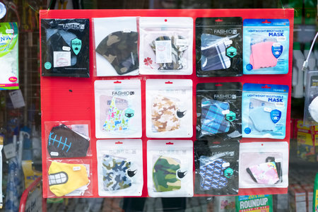 Glasgow, Scotland, UK, October 11th 2020, Central Scotland shops increase face coverings salesのeditorial素材