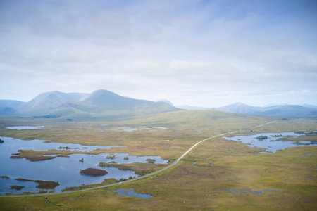 Ranch moor aerial view and the West Highland Way walk pathの写真素材