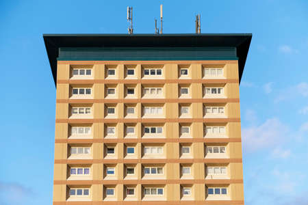 High rise council flat in deprived poor housing estate in Cardonald, Glasgowの写真素材