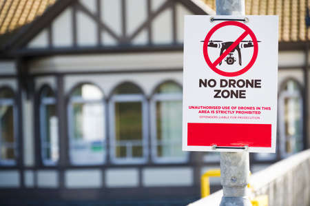 No Drone zone sign no flying permitted air zoneの写真素材