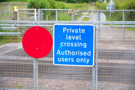 Private level crossing for train railway track in remote area
