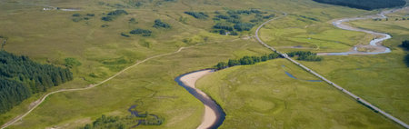 West Highland Way walk path and Buachaille Etive Mor Scotlandの写真素材