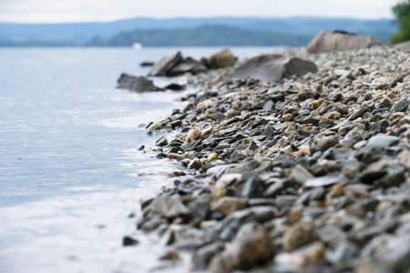 The shore of Culag beach on Loch Lomondの写真素材