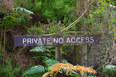Private no access sign at rural country estate entranceの写真素材