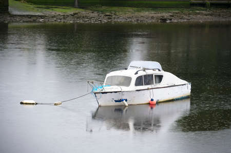 Boat in sea water for tranquility calm peace and mindfulness