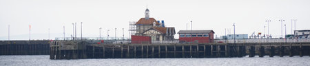 Abandoned old Victorian wooden pier building at Dunoonの写真素材