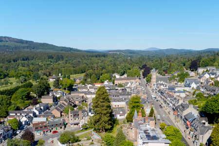 Aerial view of Banchory village in Aberdeenshireの写真素材
