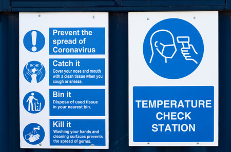 Construction building site Covid-19 health and safety signの写真素材