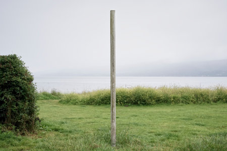 Old derelict wooden post at Lunderston Bay Inveclydeの写真素材