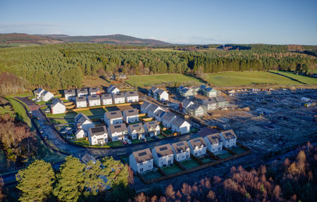 New housing development building houses for increased demand in rural areasの写真素材