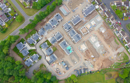 New housing development building houses for increased demand in rural areasの写真素材