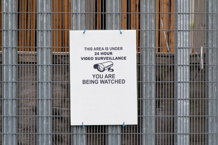 CCTV sign notification premises are protected by video surveillanceの写真素材