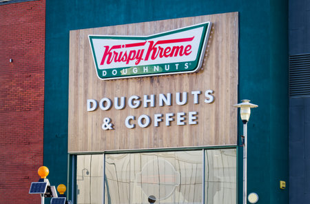 Krispy Kreme new doughnuts and coffee shop openingのeditorial素材