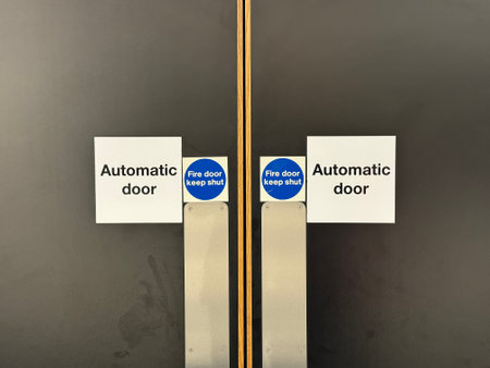 Automatic door keep shut sign on fire door