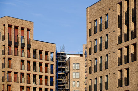 Modern high rise flats at new development in Glasgow