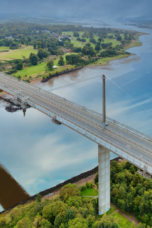Erskine bridge over the River Clyde connecting Renfrewshire with West Dunbartonshireの写真素材