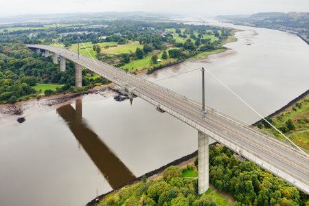 Erskine bridge over the River Clyde connecting Renfrewshire with West Dunbartonshireの写真素材
