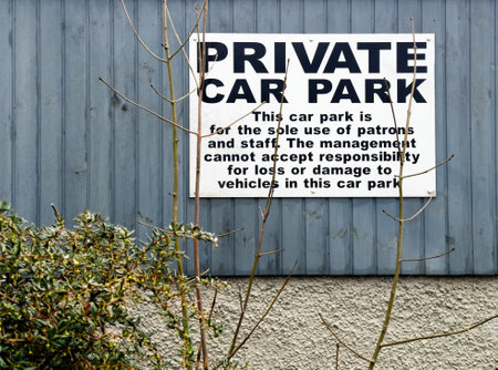 No parking private car park outside office buildingの写真素材