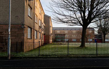 Council flats in housing estate in Glasgowの写真素材