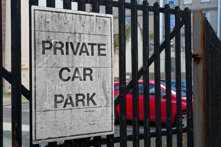 No parking private car park outside office buildingの写真素材