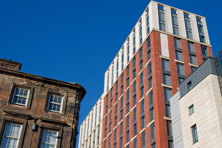Modern high rise flats at Glasgow Harbourの写真素材