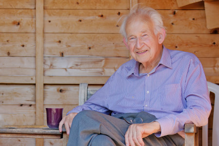 Elderly man smiling showing happiness and joy